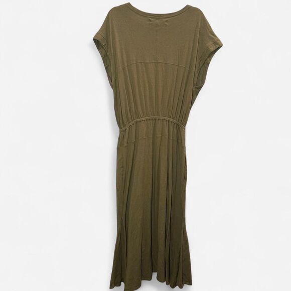 Free People Beach Marlow Kelp Green Cotton Hemp Midi Dress M | Cottagecore Boho - Picture 4 of 7